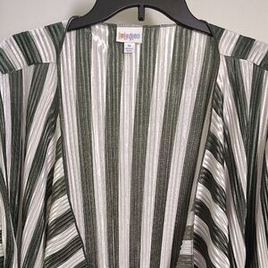 LuLaRoe Green and White Striped Cardigan